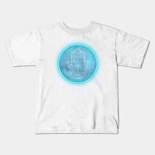 Aqua Glow Hamsa Hand Kids T-Shirt